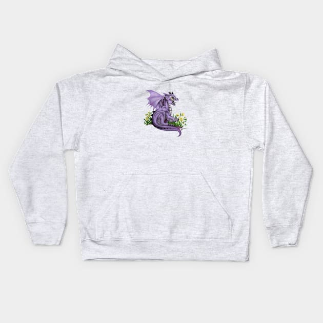 Adorable Lilac Baby Dragon Kids Hoodie by Sandra Staple